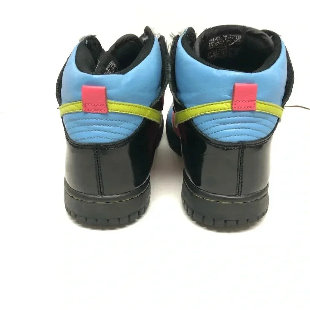 Nike Black Patent Color Block Dunk High Flamingo (Gs) size 6 - Picture 3 of 7